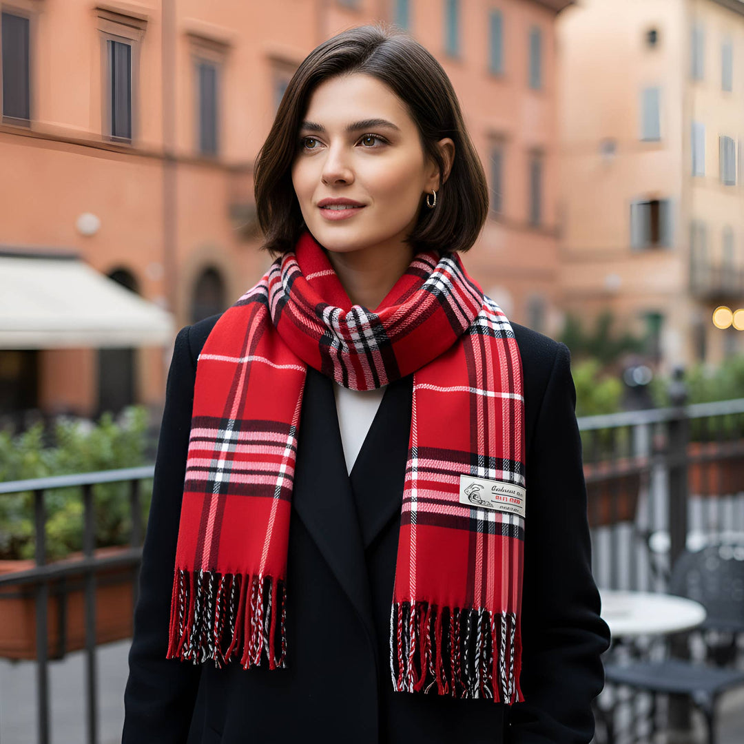 Unisex Plaid Tartan Cashmere Feel Winter Soft Scarf: L.Pink