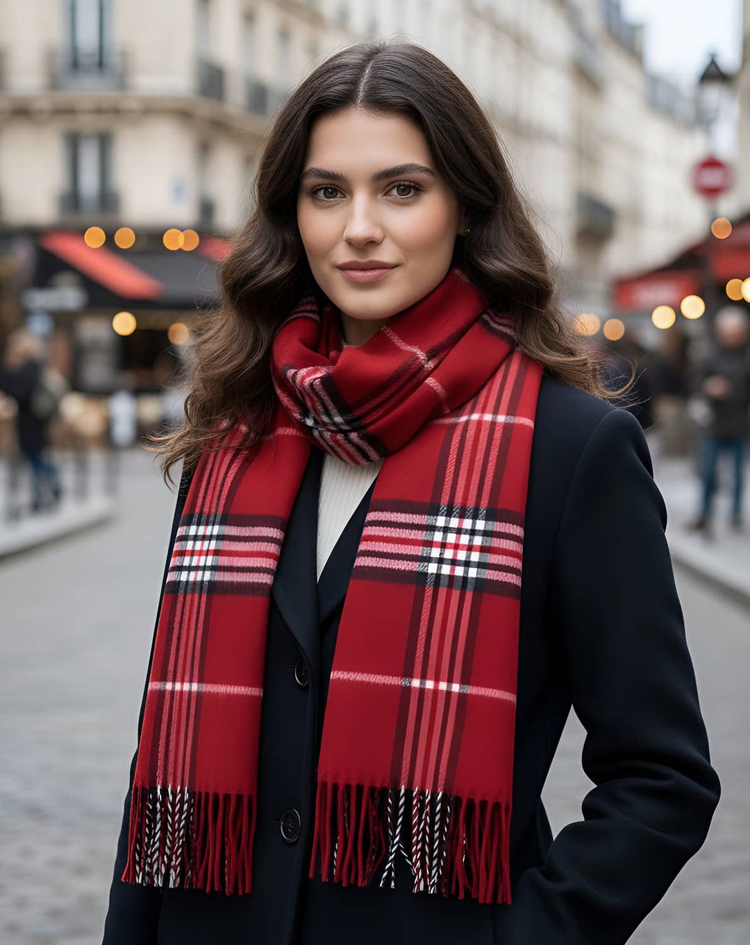 Unisex Plaid Tartan Cashmere Feel Winter Soft Scarf: Camel