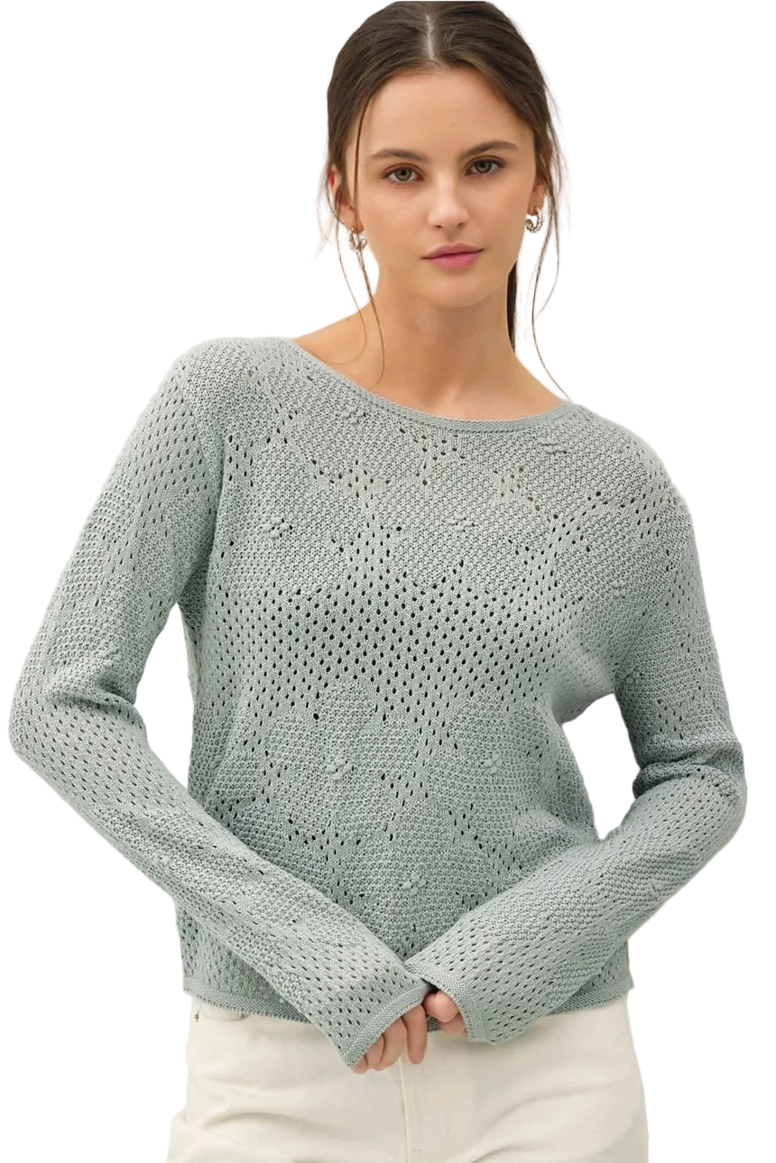 W's Floral Pattern Crochet Sweater