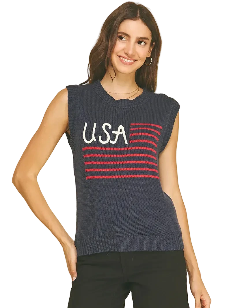 W's American Flag Sweater Top