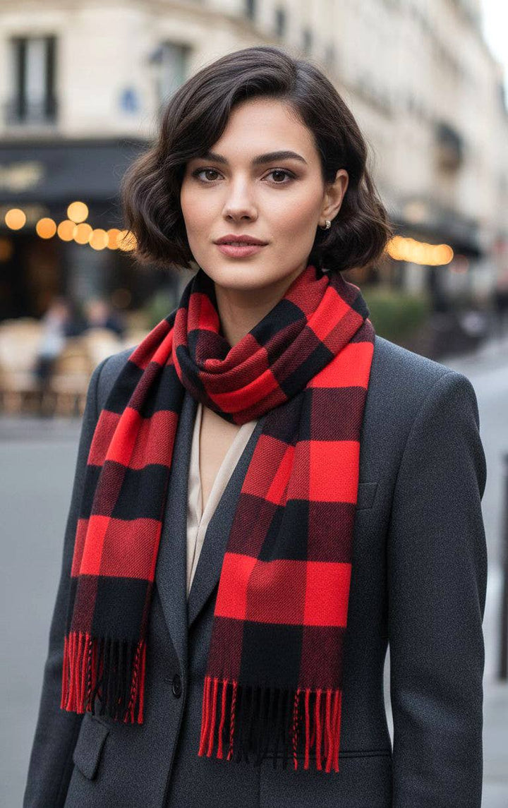 Unisex Tartan Plaid Cashmere Feel Winter Soft Scarf: Tartan Blue and Green