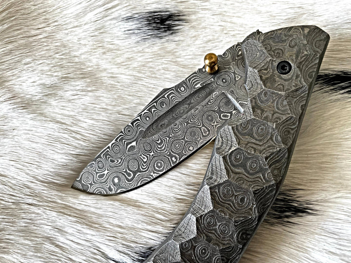 Full Damascus Steel Folding Knife TK-062