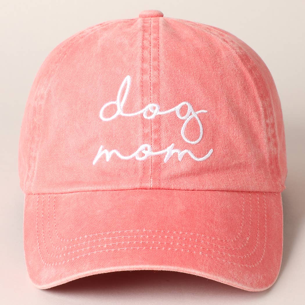 Dog Mom Lettering Embroidery Baseball Cap: CLAY / One Size
