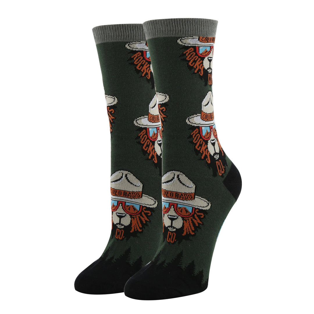 Rocky Mountain Bear | Women's Funny Cotton Crew Socks
