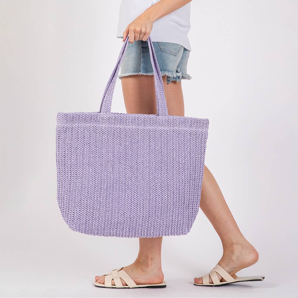Solid Crochet Straw Tote Bag / Beach Bag
: Olive