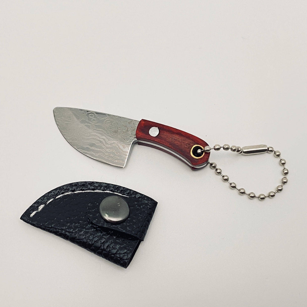 Damascus Pattern Mini Knife with Protective Sleeve: 3#