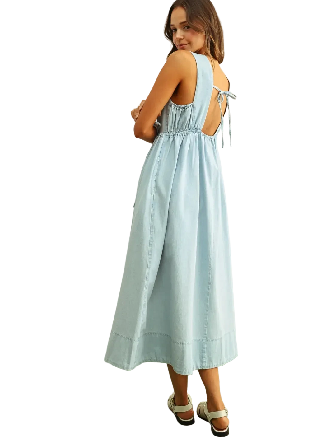 W's Chambray U-Neck Sleeveless Dress
