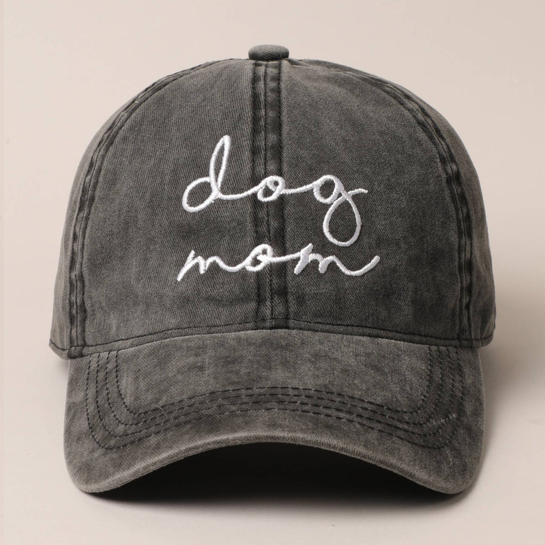 Dog Mom Lettering Embroidery Baseball Cap: CLAY / One Size