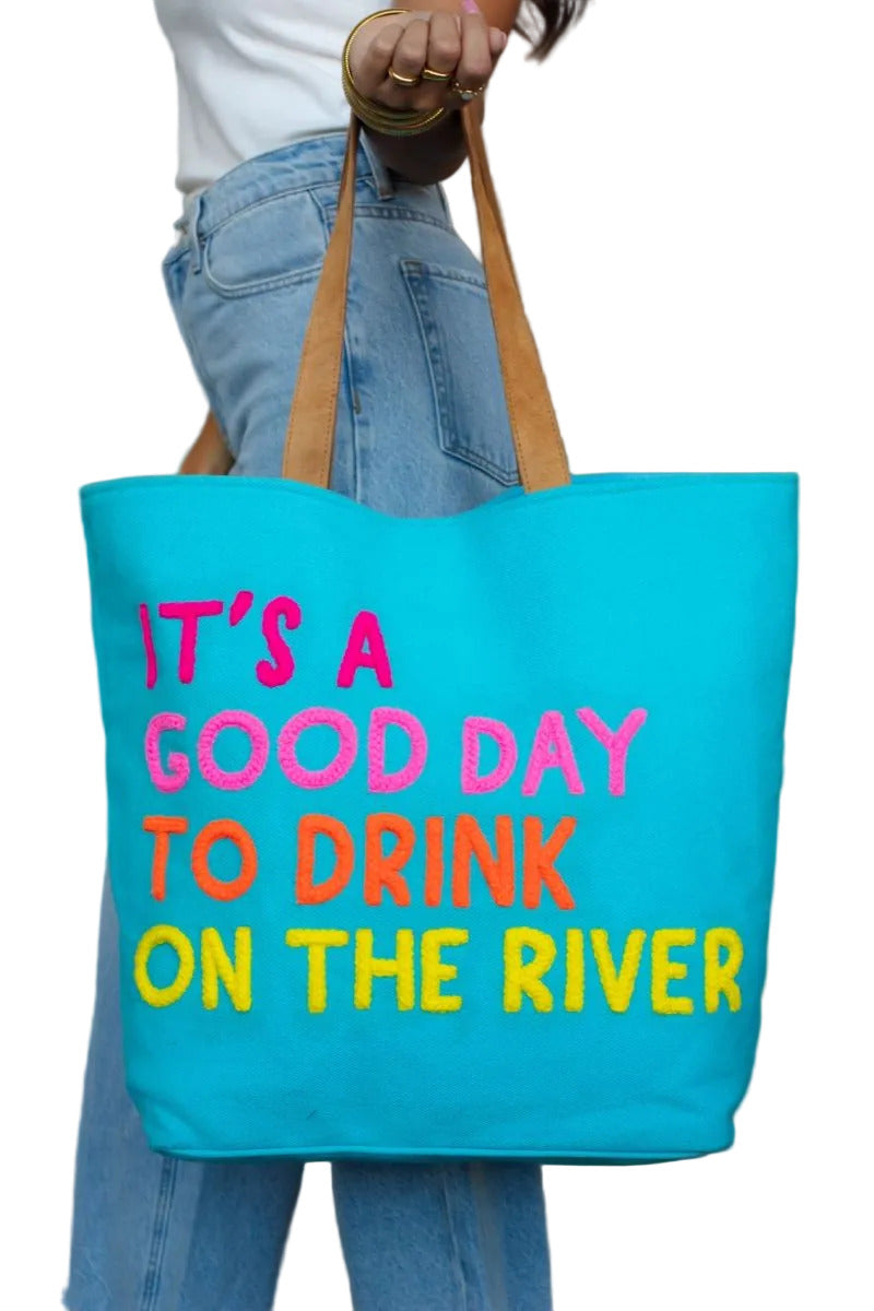 Drink on the River Tote, Blue