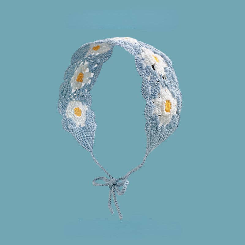 Handmade Crochet Flower Headband - Summer's Perfect Accessor: BLUE