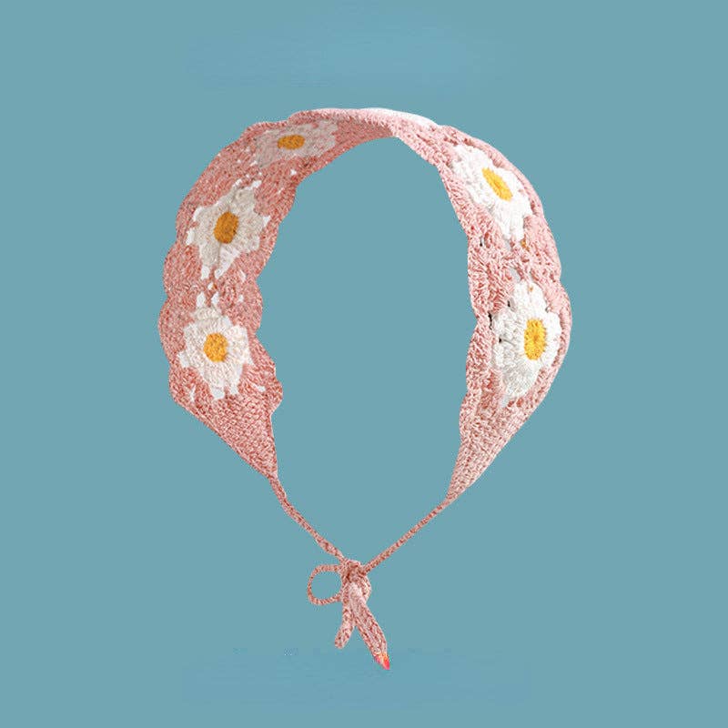 Handmade Crochet Flower Headband - Summer's Perfect Accessory: PINK