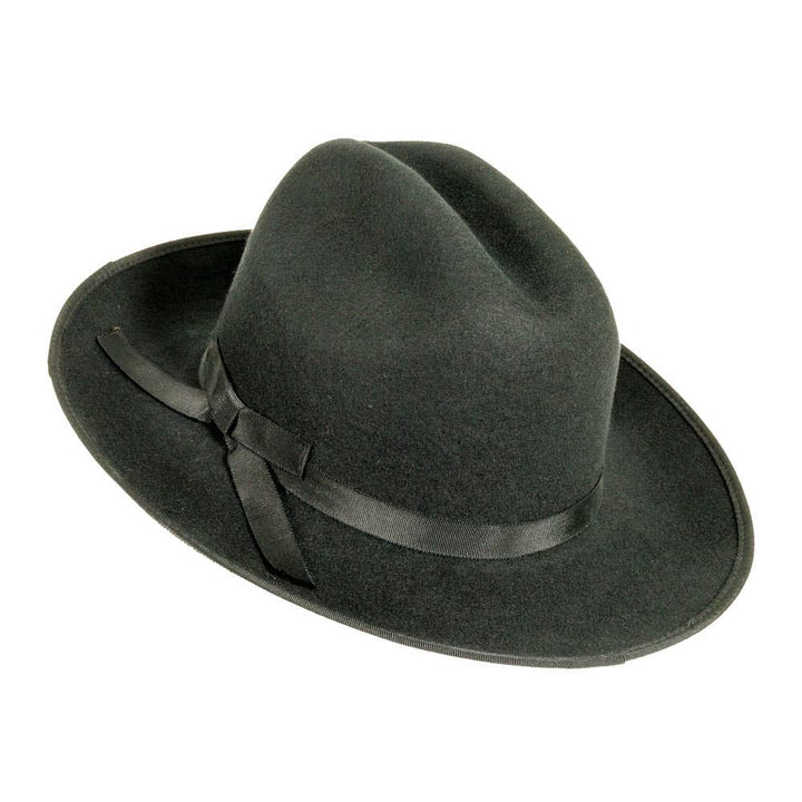 Wool Felt Open Road Fedora Hat - Style Dead End: Black / LG