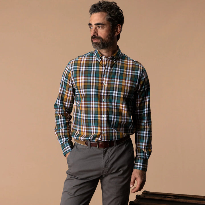 M's Toni Plaid LS Cotton Slub Sport Shirt