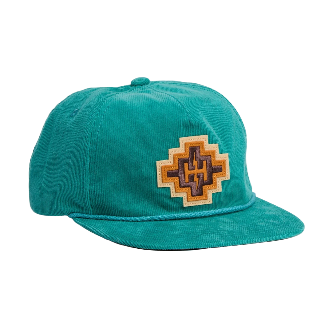 H Bolt Motif Unstructured Snapback Hat, Teal Corduroy