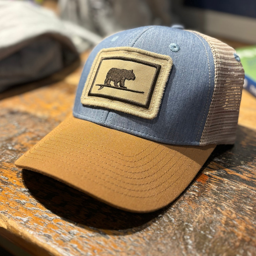 Surfing Bear Trucker Hat, Outer Banks Blue