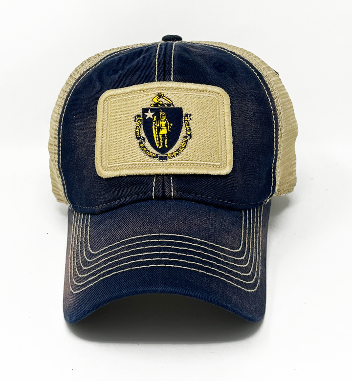 Massachusetts Flag Patch Trucker Hat