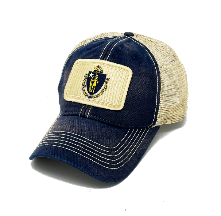 Massachusetts Flag Patch Trucker Hat