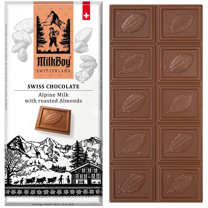 Alpine Milk with Roasted Almonds 3 oz. Swiss Chocolate Bar
