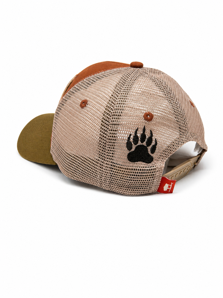 Surfing Bear Trucker Hat, Desert Palm Orange