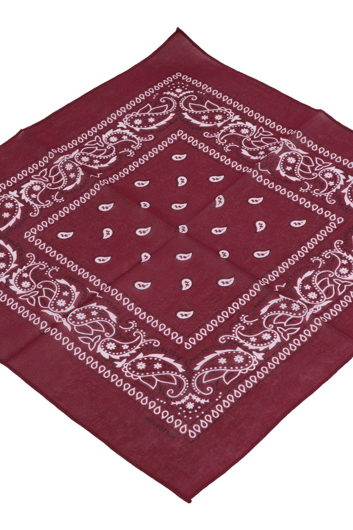 Classic Paisley Print Square Cotton Bandana: HOT PINK / ONE SIZE