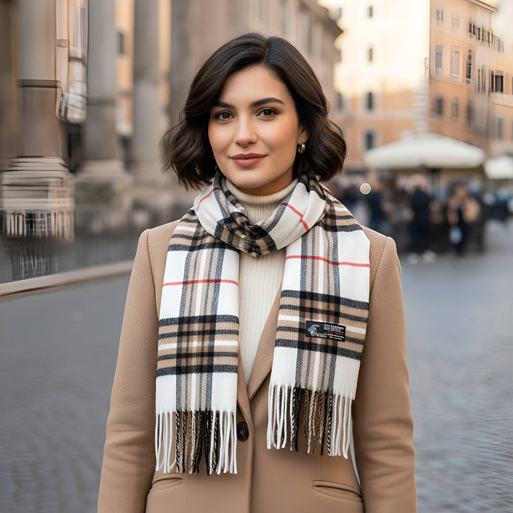 Unisex Plaid Tartan Cashmere Feel Winter Soft Scarf: Coffee