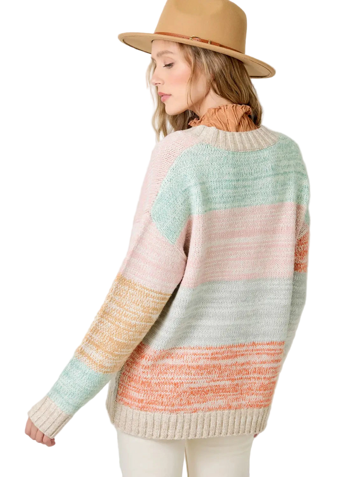 W's Color Blocked Boyfriend Cardigan