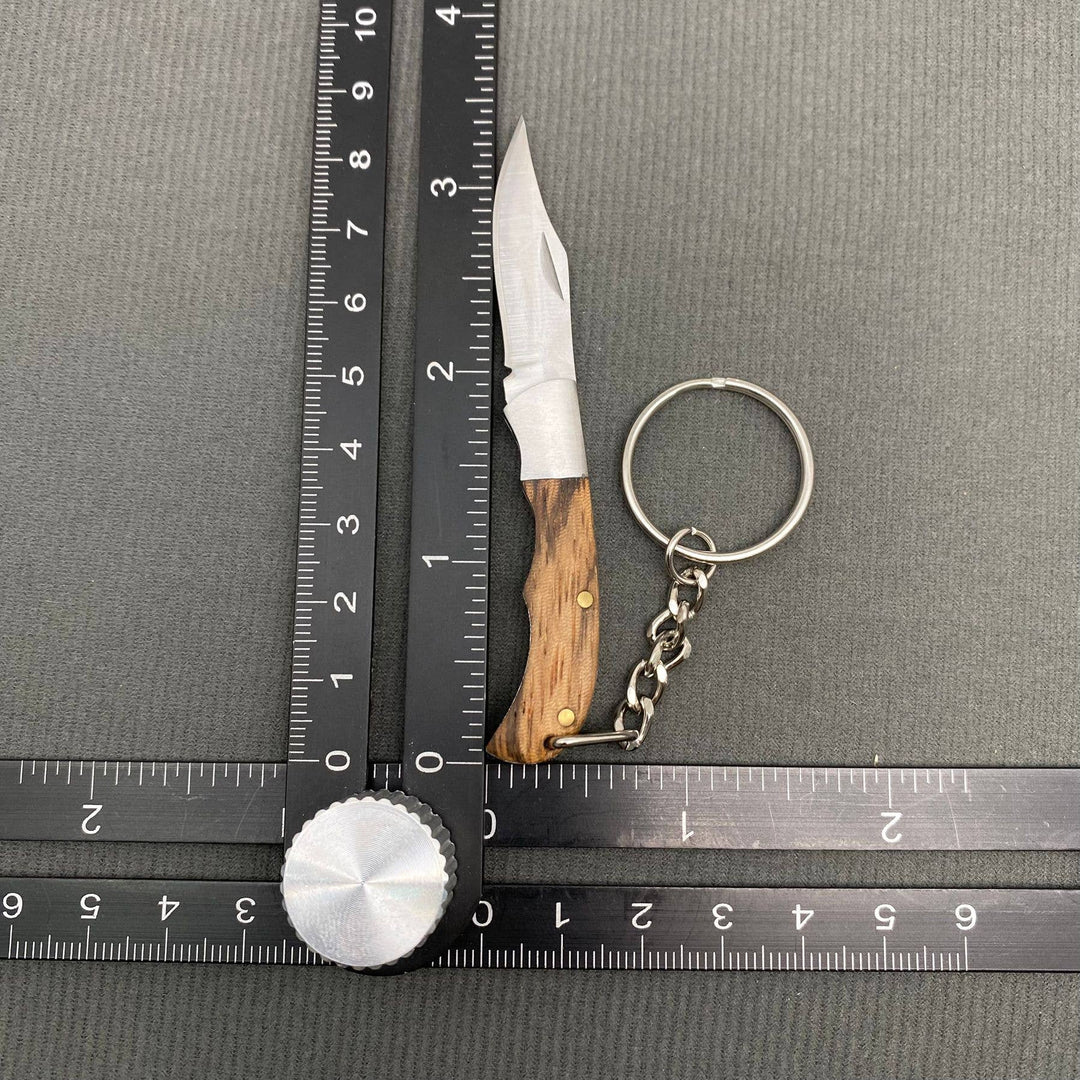 Wood & Acrylic Handle Foldable Stainless Steel Knife: Wood handle - A