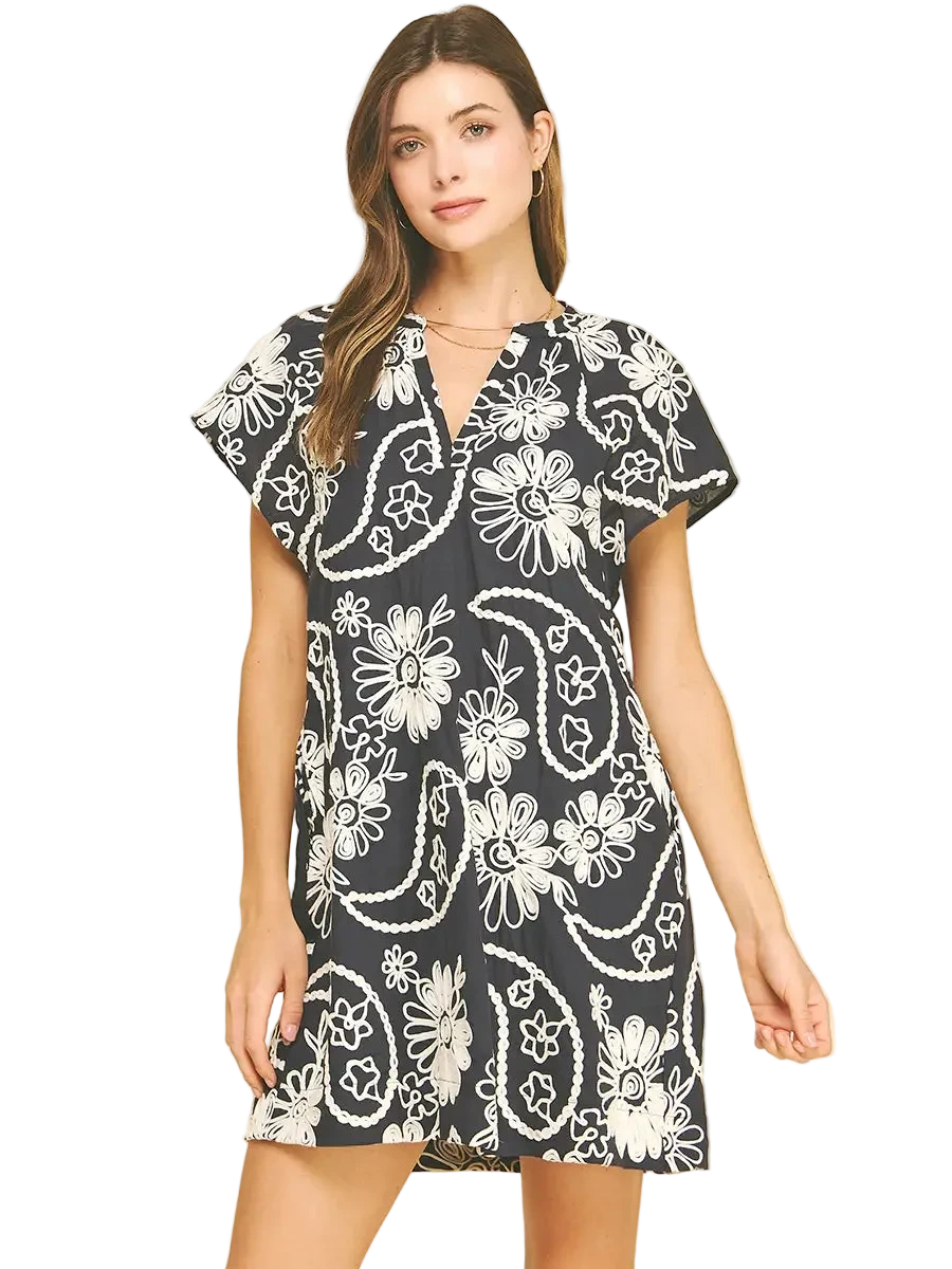 W's Embroidered Floral Print Dress