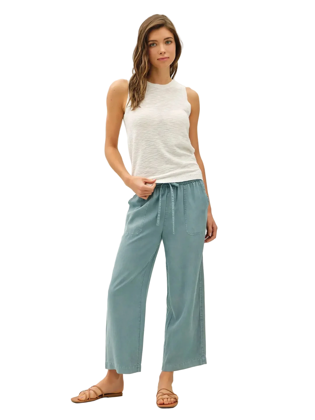 W's Round Neck Sleeveless Slub Knit Top