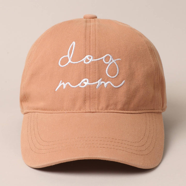 Dog Mom Lettering Embroidery Baseball Cap: CLAY / One Size