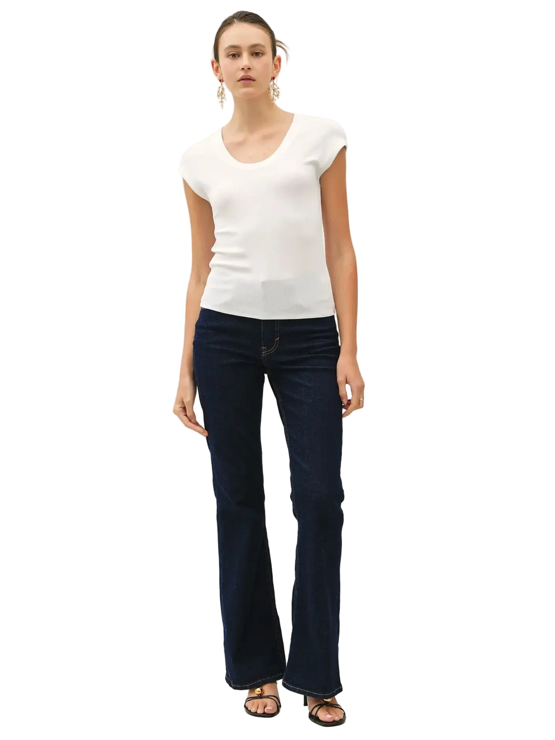 W's Ribbed Scoop Neck Cap Sleeve Modal Top