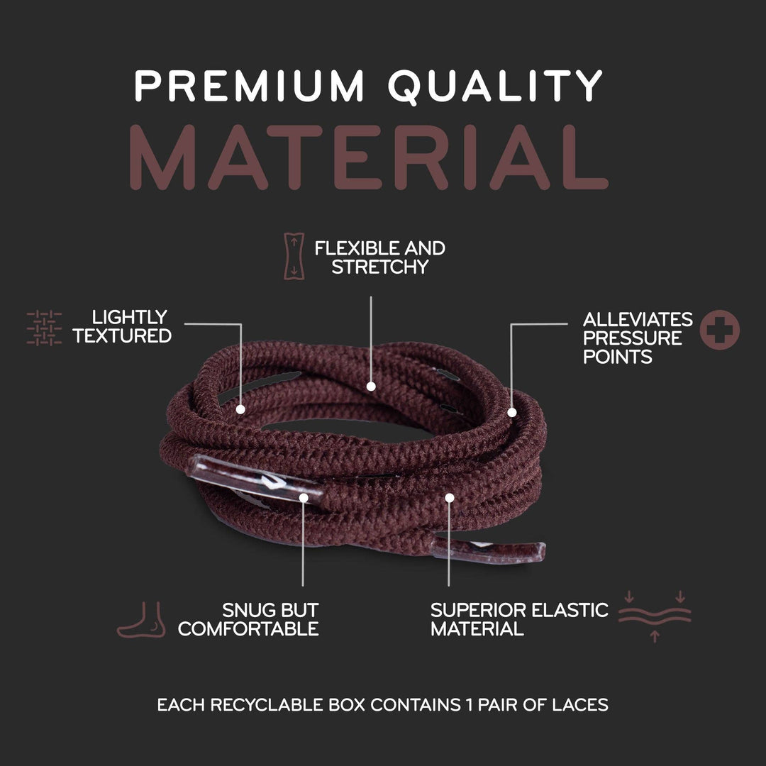 Round Elastic Stretch Shoe Laces: Dark Red / 55 in