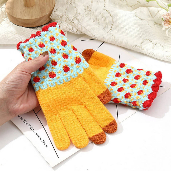 Cute Knit Gloves for Women, Green