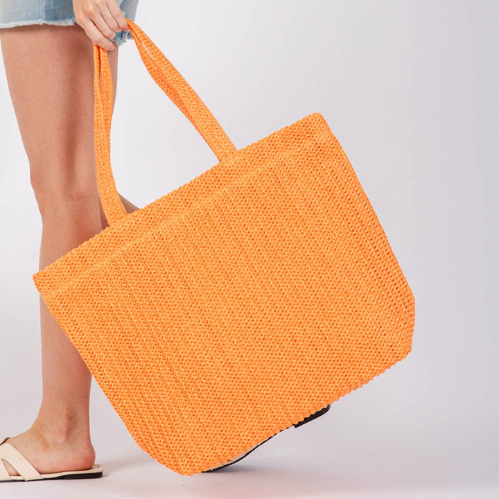 Solid Crochet Straw Tote Bag / Beach Bag
: Taupe