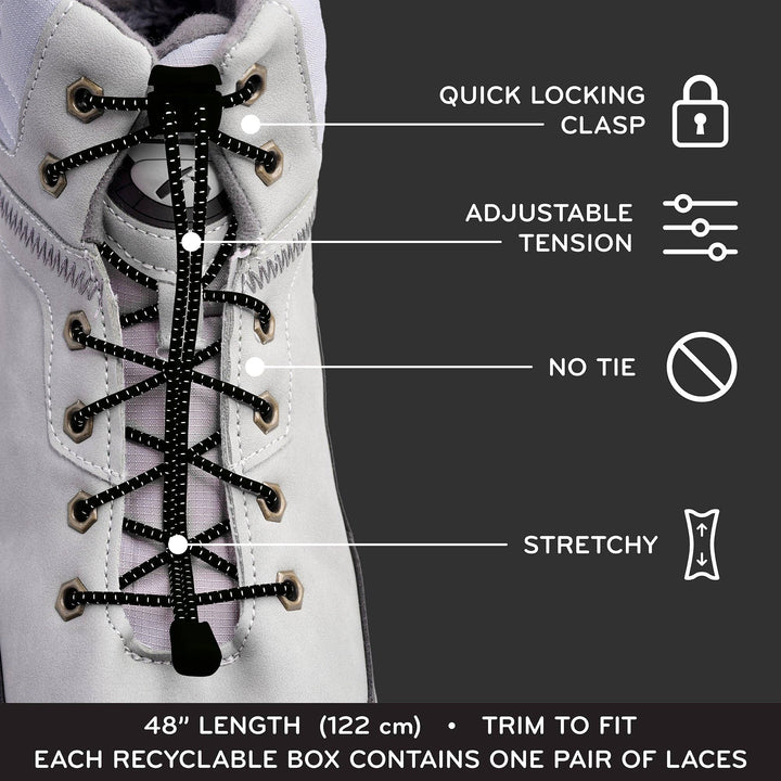 Quick Lock No Tie Elastic Shoelaces: Grey