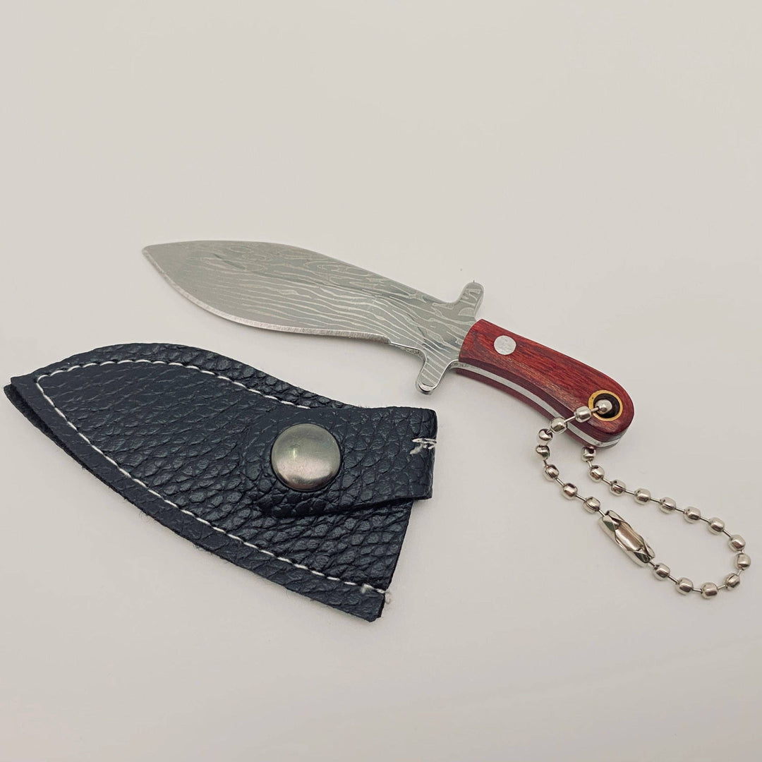 Damascus Pattern Mini Knife with Protective Sleeve: 3#