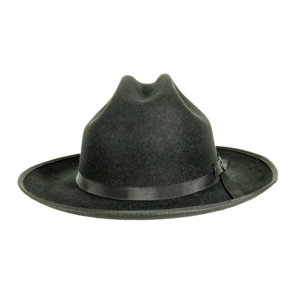 Wool Felt Open Road Fedora Hat - Style Dead End: Black / XL