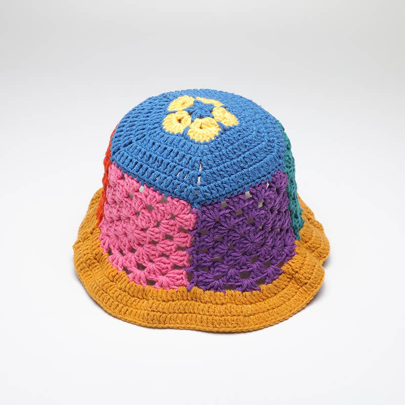 Multi Color Knit Bucket Hat, Deepblue