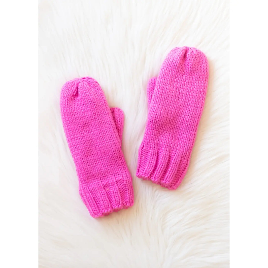 Knit Mittens, Pink