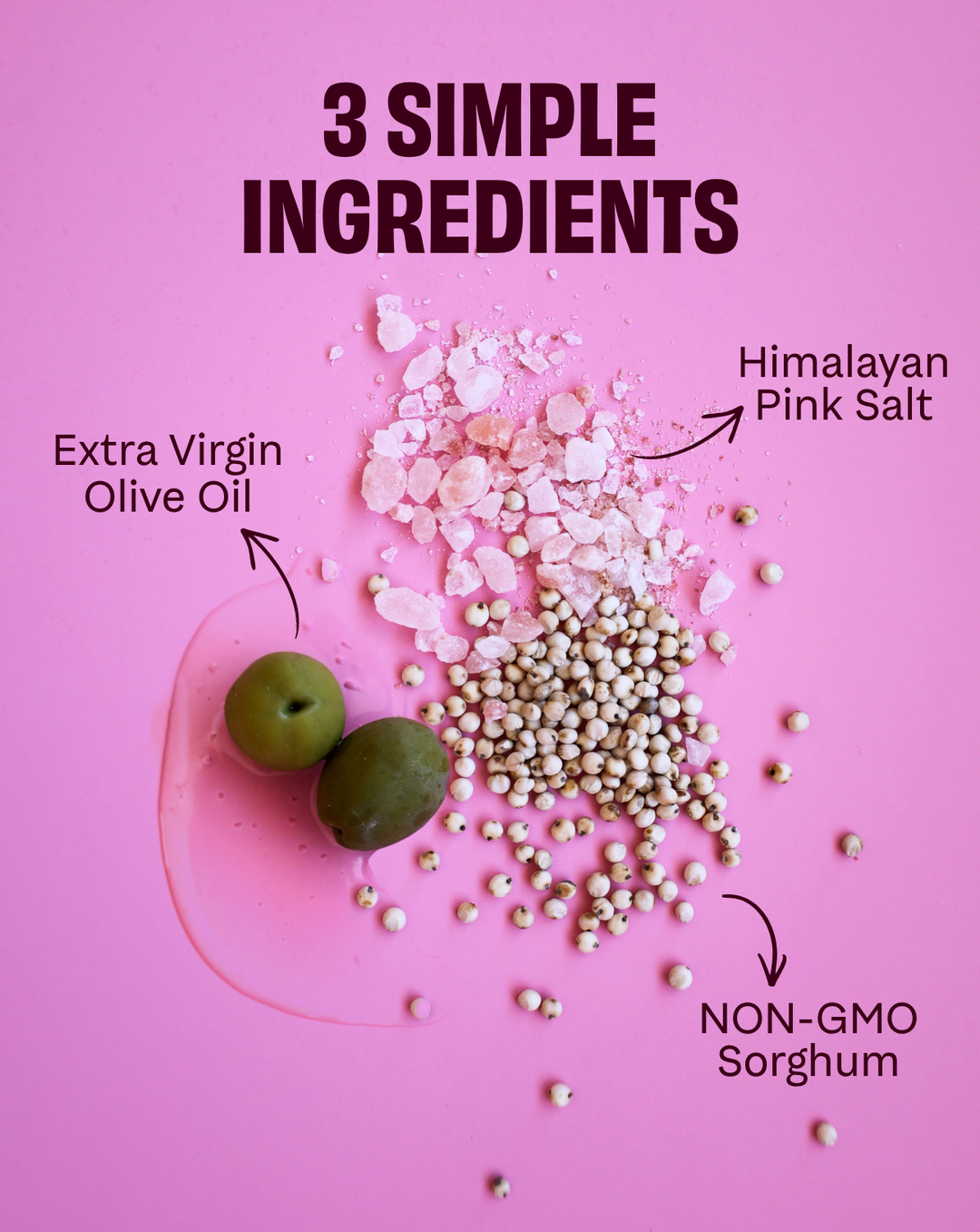 Olive Oil Pink Salt: Sorghum Popcorn snack pack 1oz