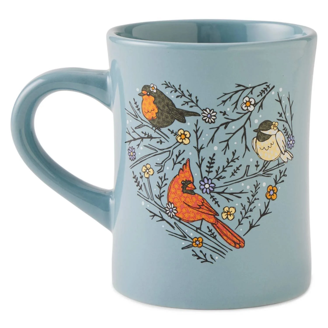 Diner Mug Cute Winter Bird Heart