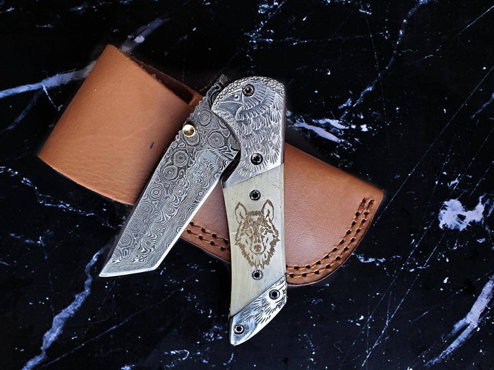 Titan American Eagle - White Wolf Damascus folding / EDC/