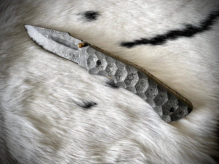 Full Damascus Steel Folding Knife TK-062