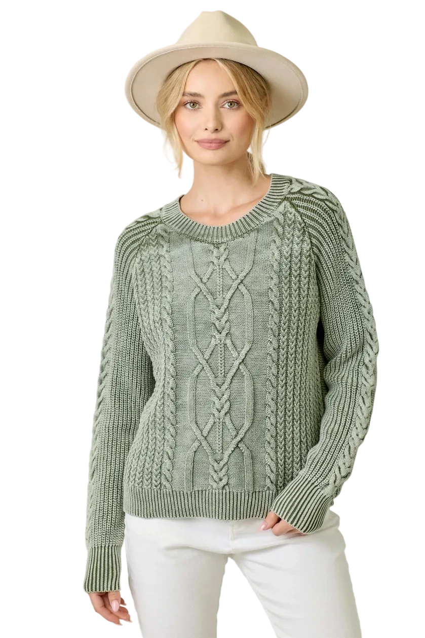 W's Washed Cable Sweater