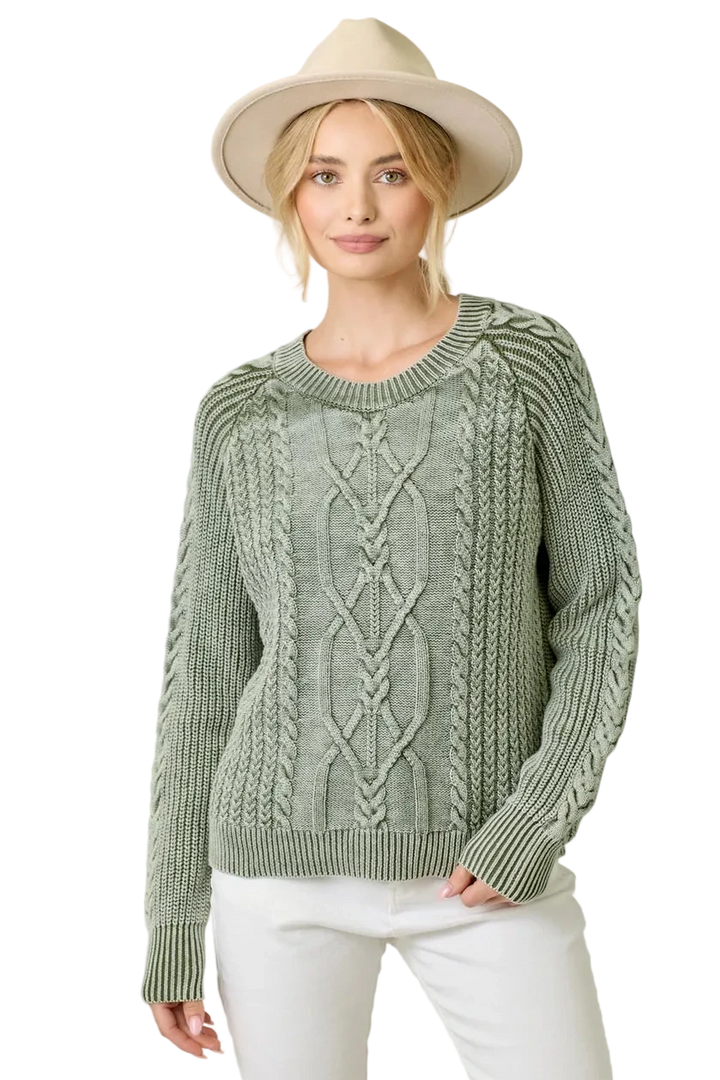 W's Washed Cable Sweater