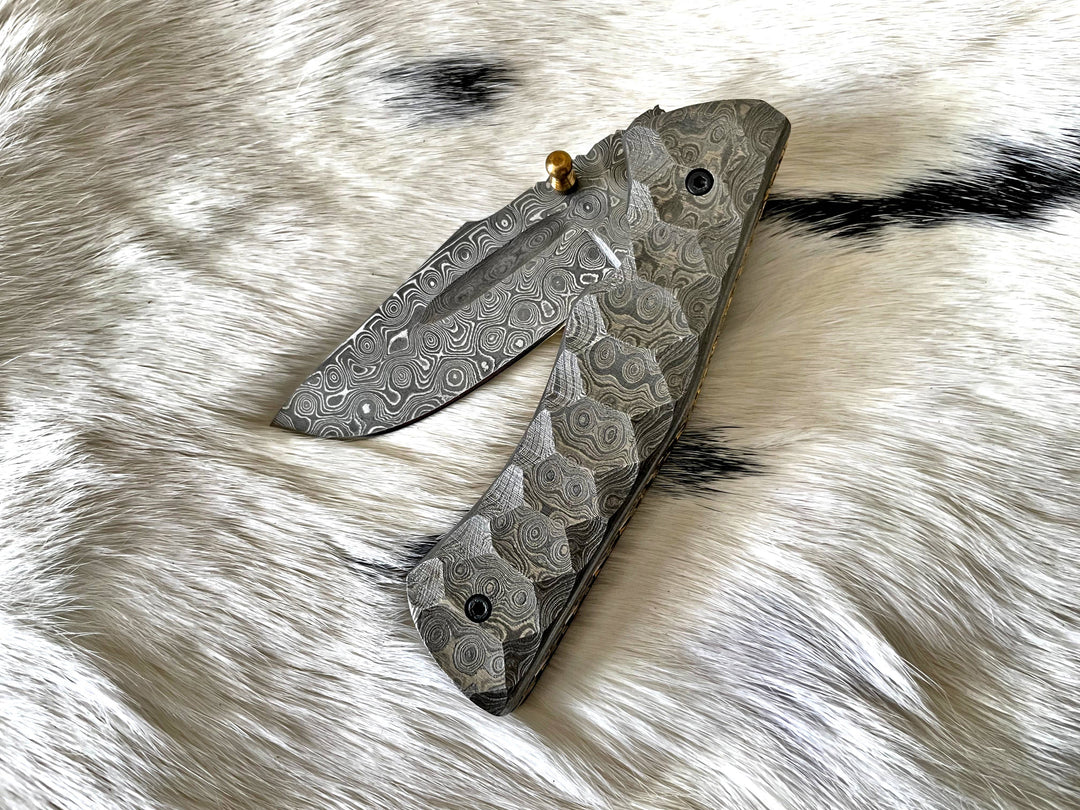 Full Damascus Steel Folding Knife TK-062