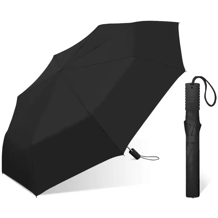 42" Automatic Folding Windproof Rain Umbrella-Black