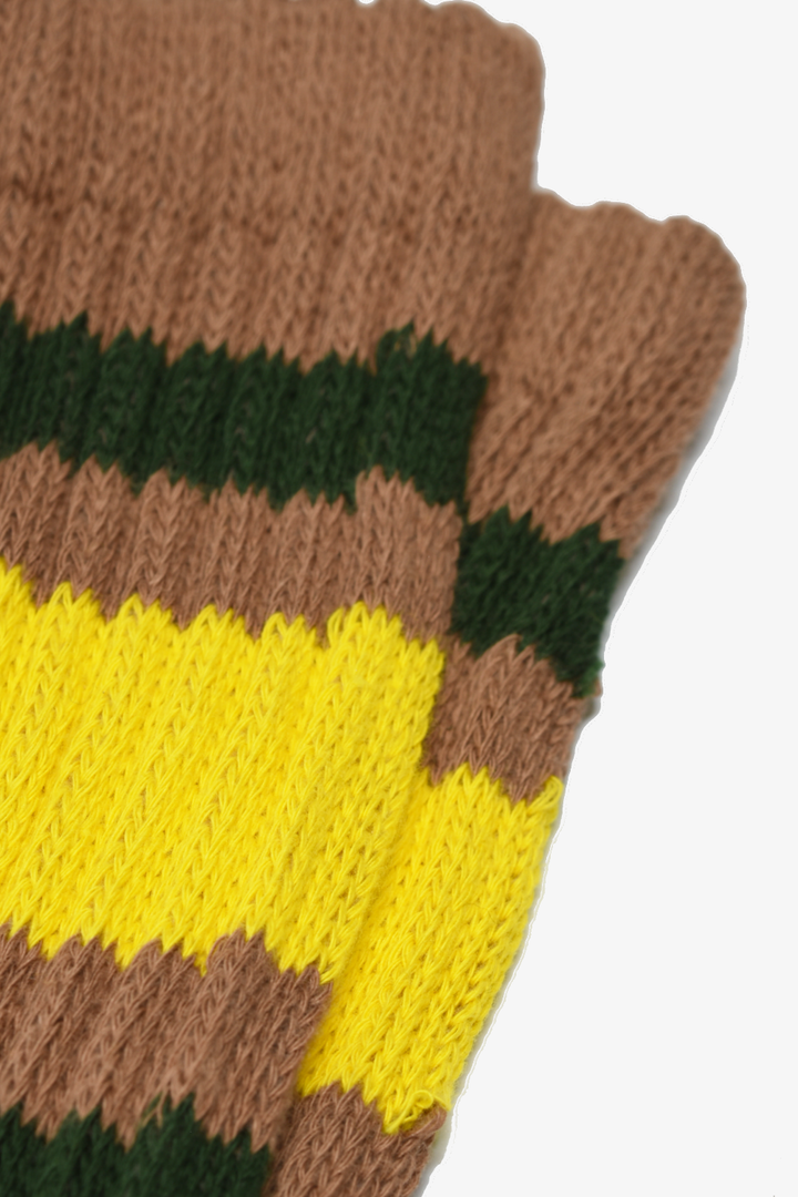 Coarse Ribbed Old School Crew Socks: Brown / Yellow / S/M