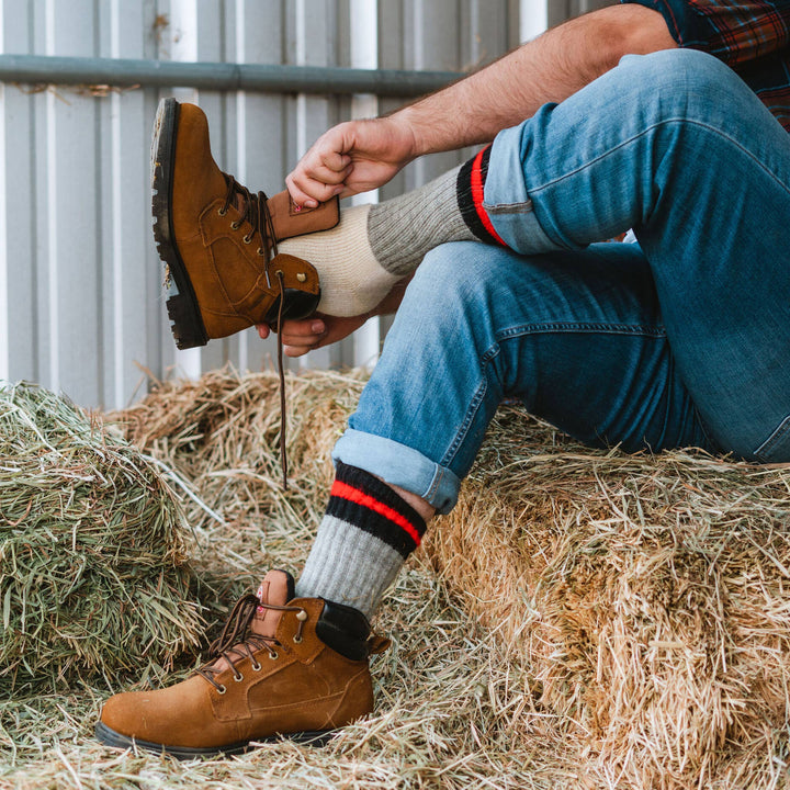 Men's Outdoorsox Extra-Heavyweight Mid-Calf Boot & Field: Grey/Black / Large