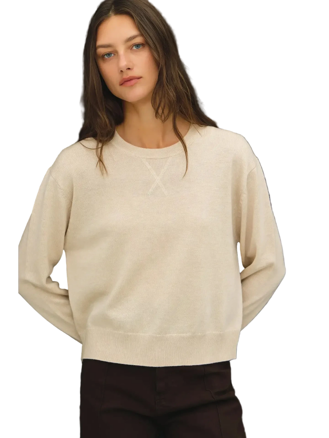 W's V-Notch Stitch Crew Neck Sweater